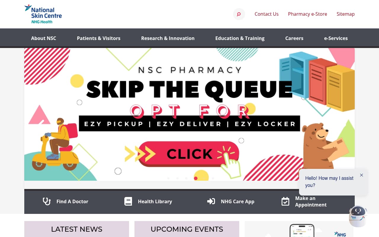 National Skin Centre website screenshot