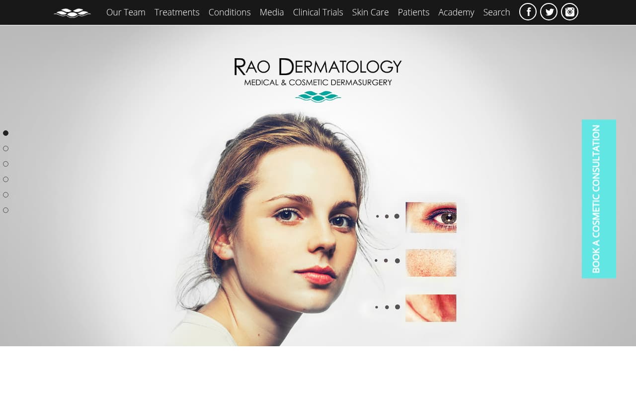Rao Dermatology website screenshot