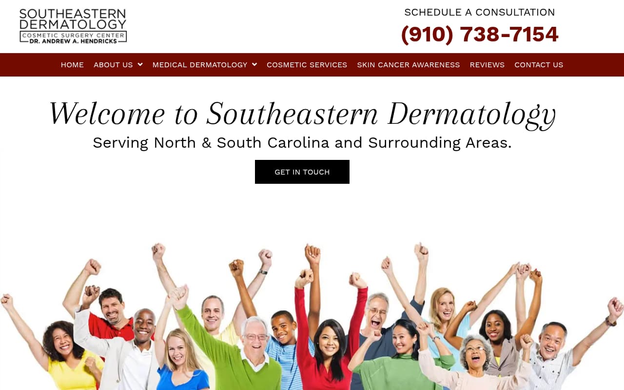 Southeast Dermatology Specialists website screenshot