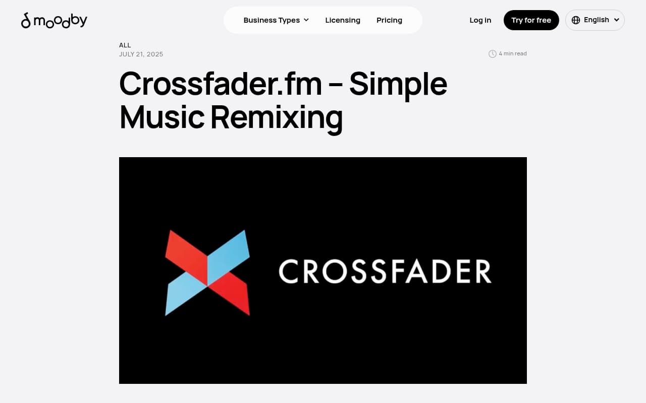 Crossfader website screenshot