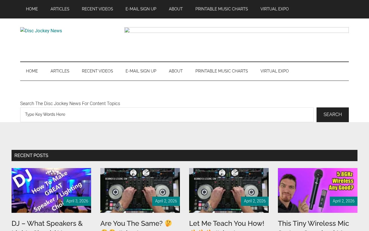 Disc Jockey News website screenshot
