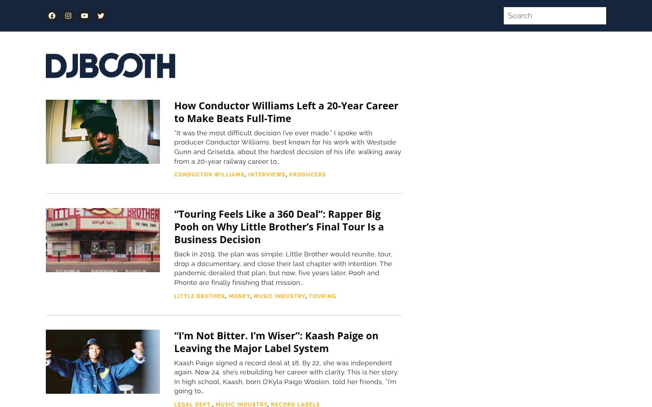 DJ Booth website screenshot