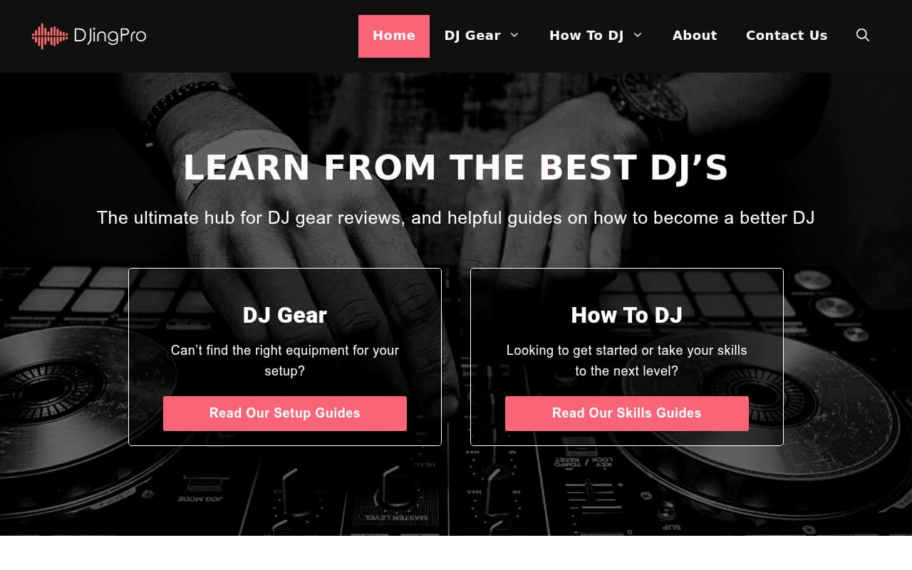 DJing Pro website screenshot