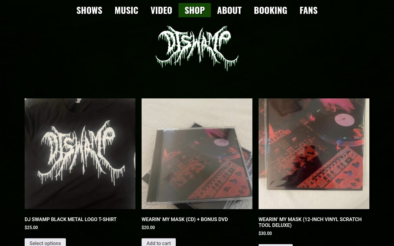 DJ Swamp website screenshot