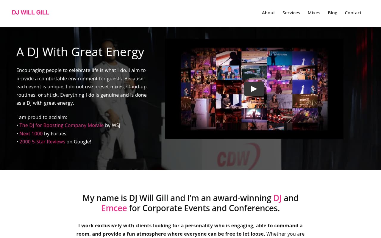 DJ Will Gill website screenshot