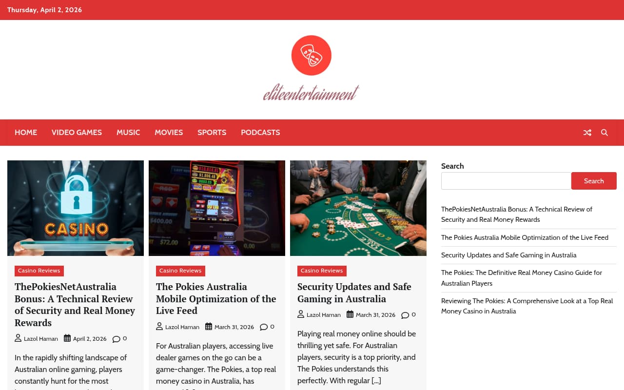 Elite Entertainment website screenshot