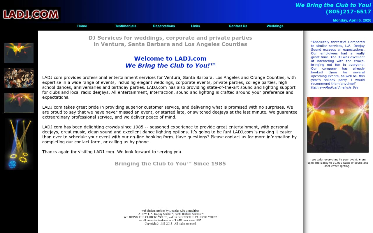 LA DJ website screenshot
