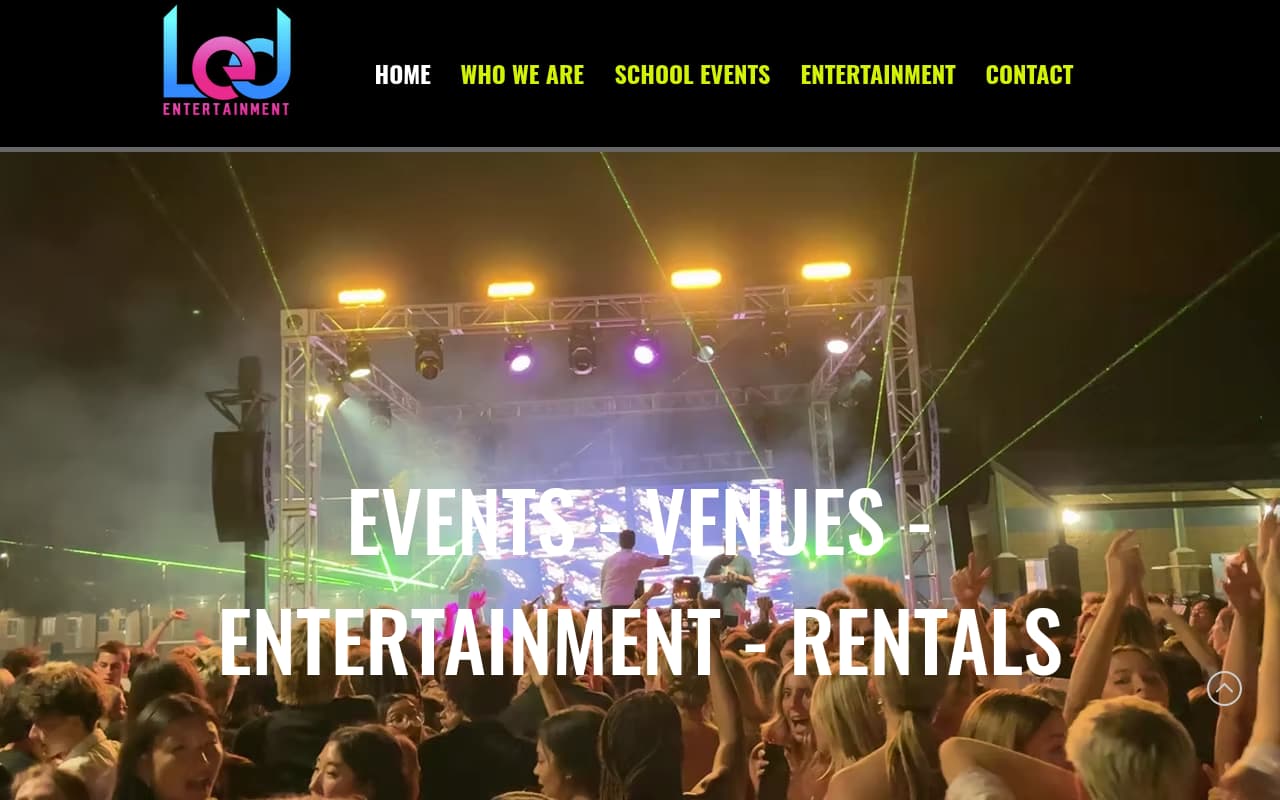 LED Entertainment website screenshot