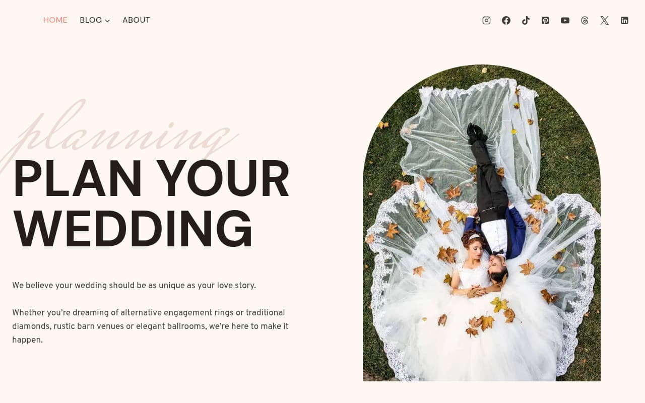 Perfect Wedding Guide website screenshot