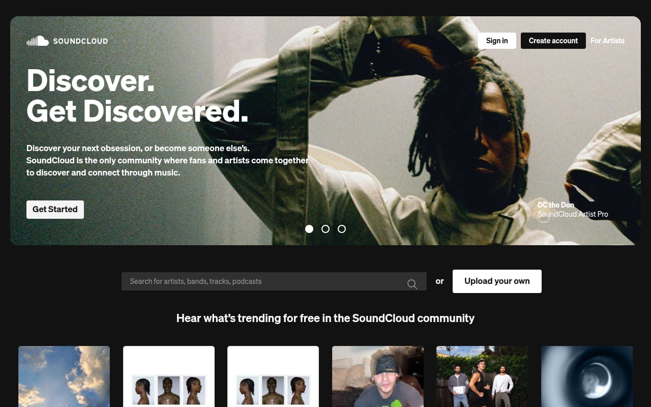 SoundCloud DJ website screenshot