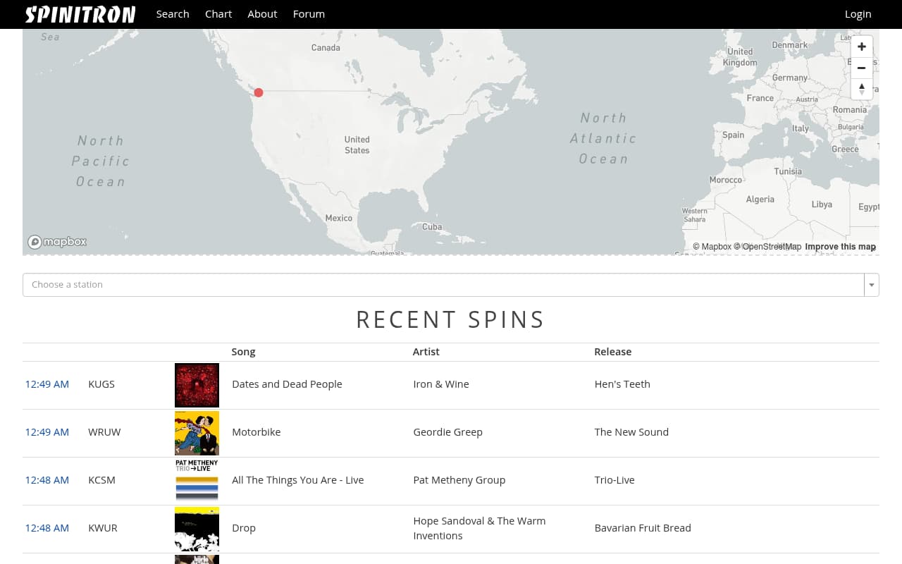 Spinitron website screenshot