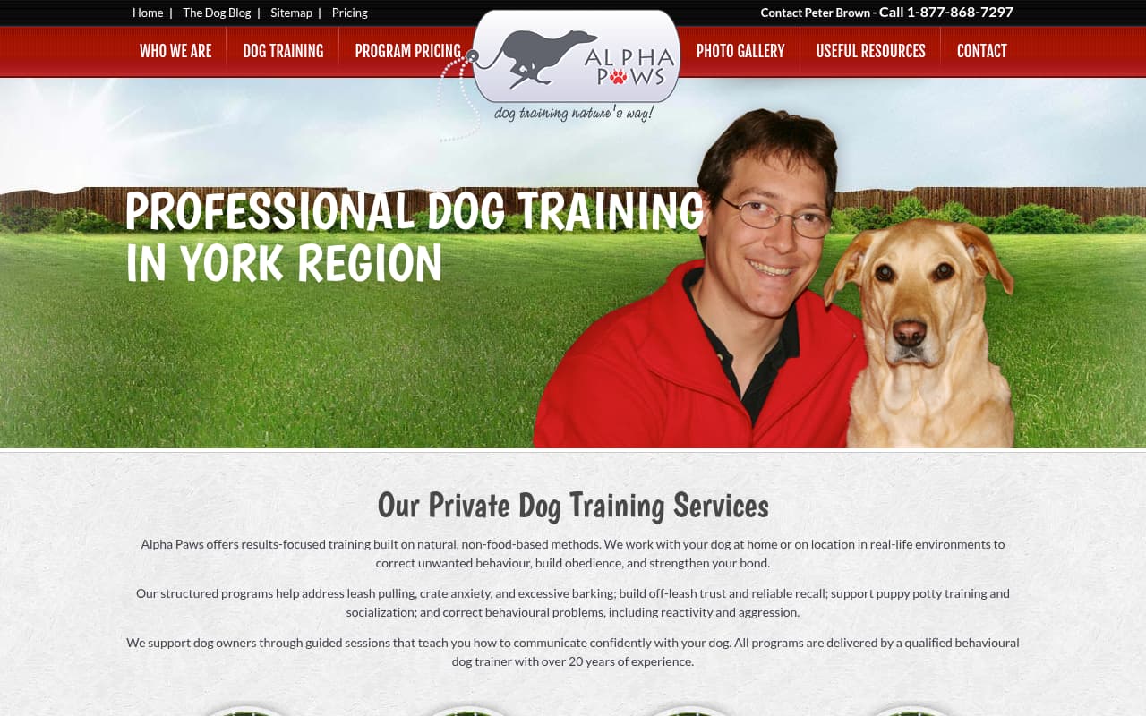 Alpha Paws website screenshot