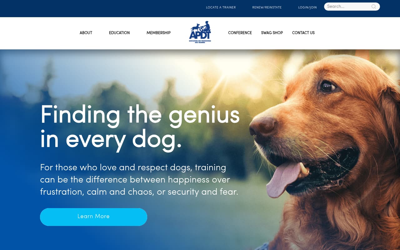 Association of Professional Dog Trainers website screenshot