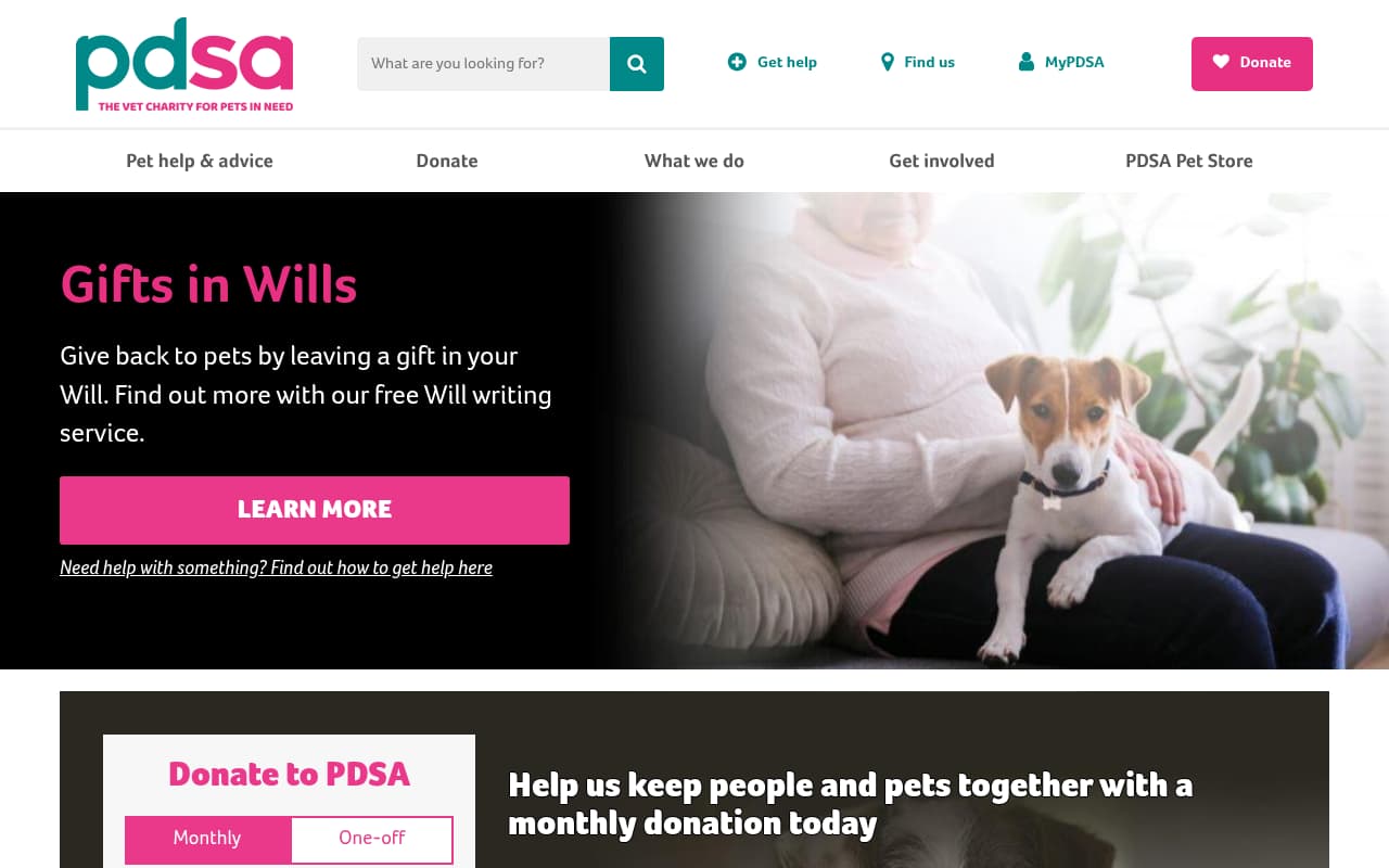 PDSA website screenshot