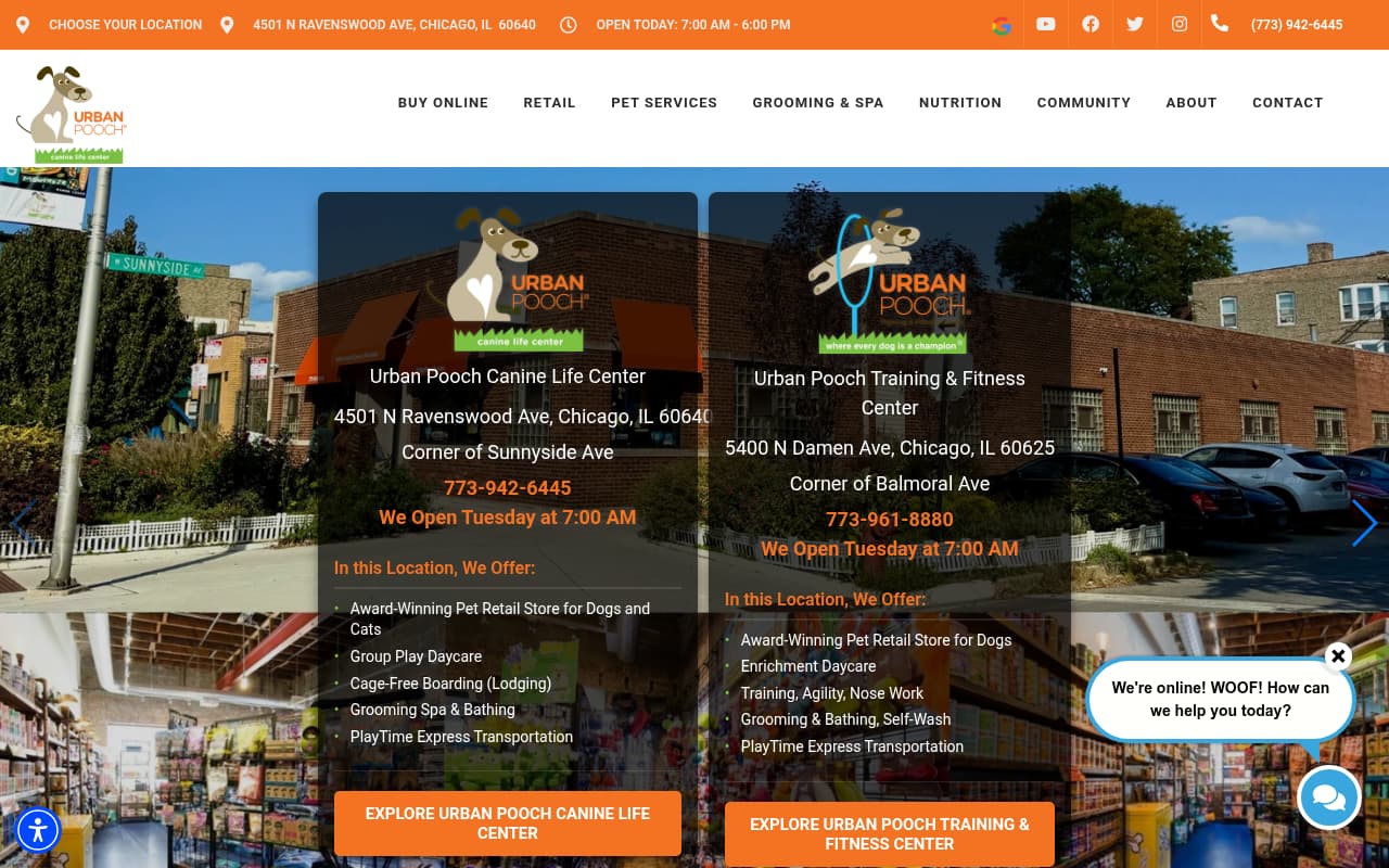 Urban Pooch website screenshot