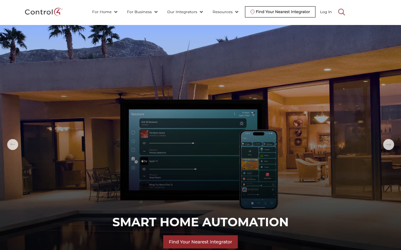 Control4 Smart Home website screenshot