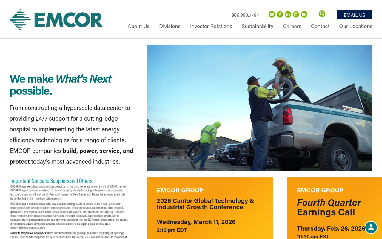 EMCOR Group website screenshot