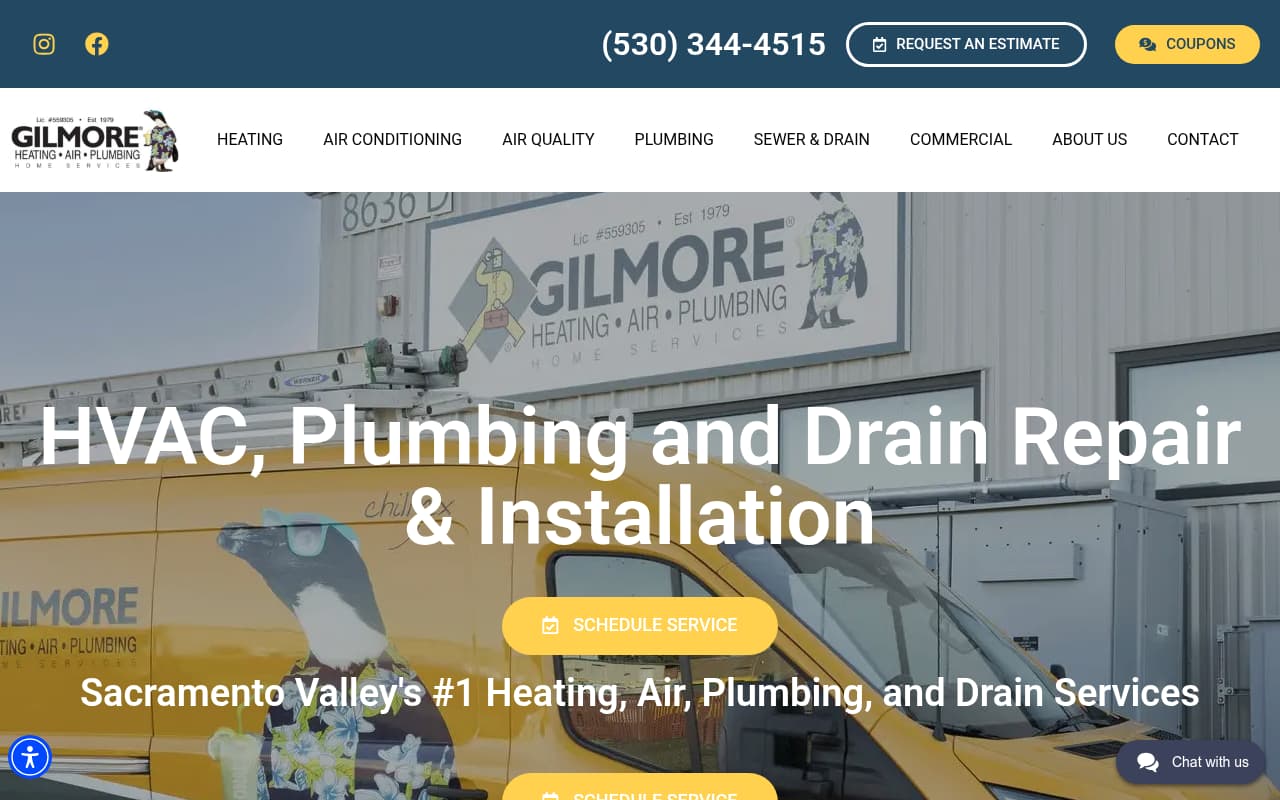 Gilmore Heating Air Electric website screenshot