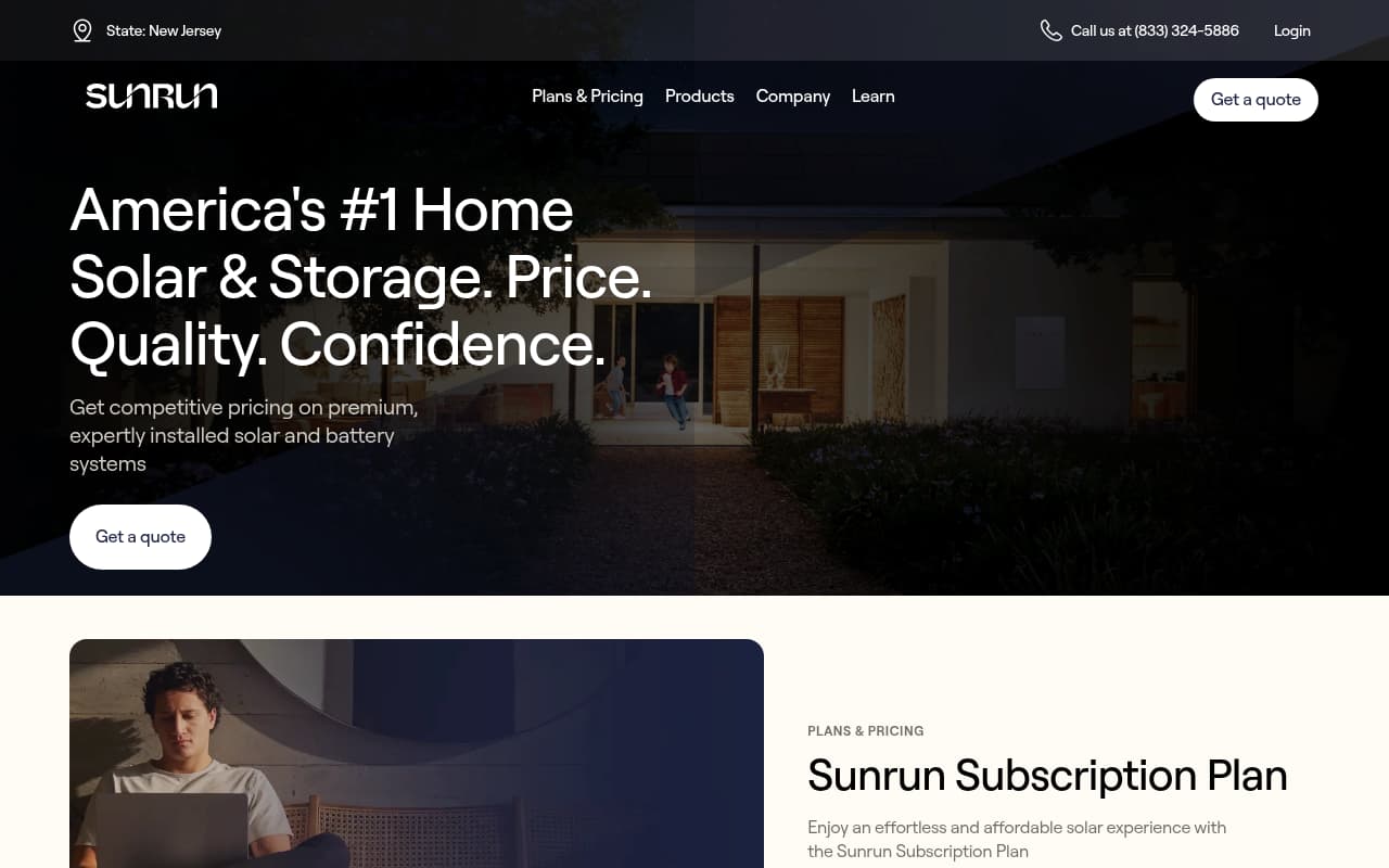 Sunrun Solar website screenshot