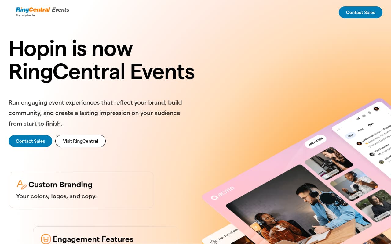 Hopin website screenshot