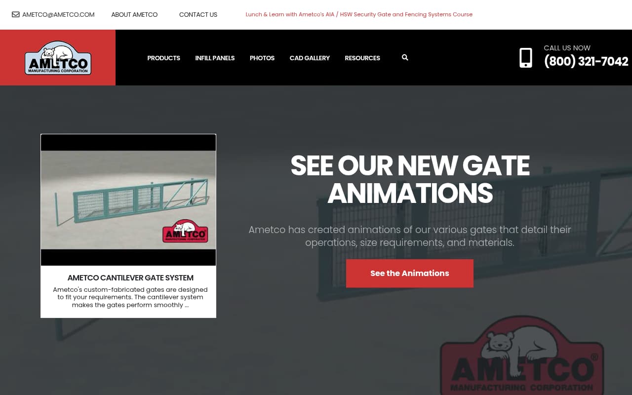 Ametco Manufacturing website screenshot