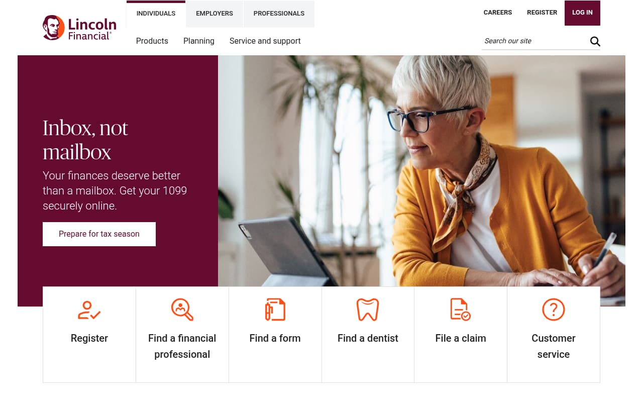 Lincoln Financial Group website screenshot