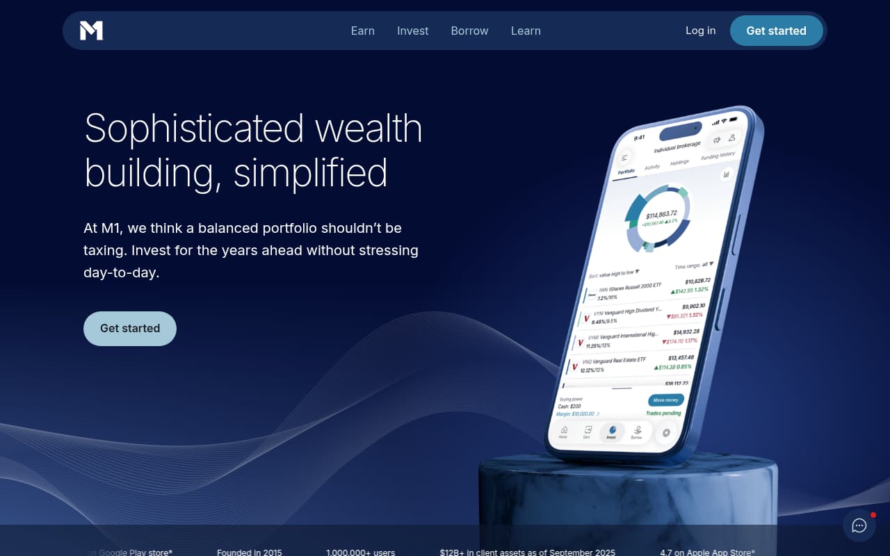 M1 Finance website screenshot