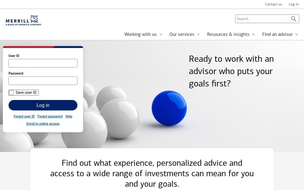 Merrill Lynch website screenshot