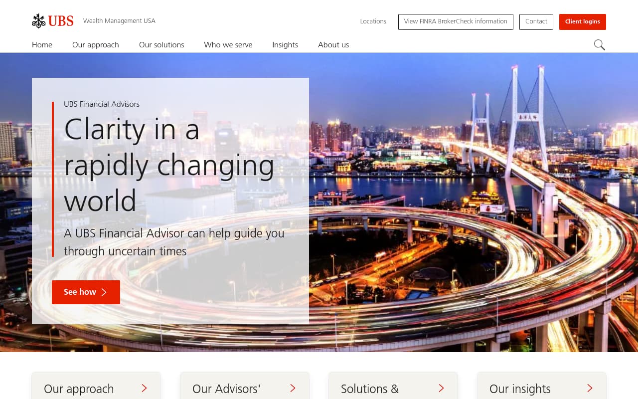 UBS Wealth Management website screenshot