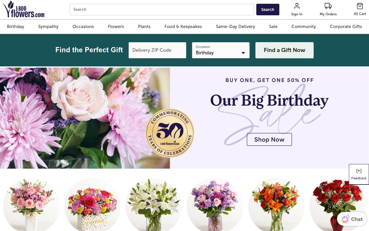 1-800-Flowers website screenshot