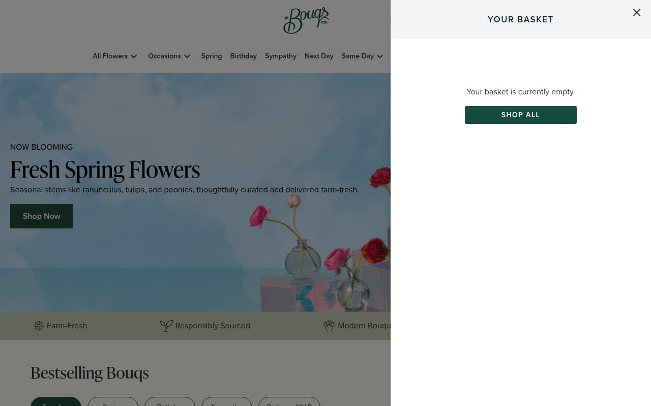 The Bouqs Company website screenshot