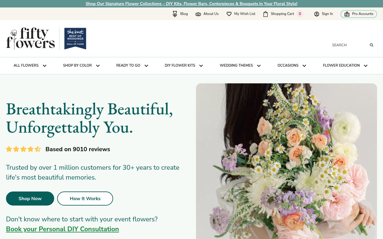 Fifty Flowers website screenshot