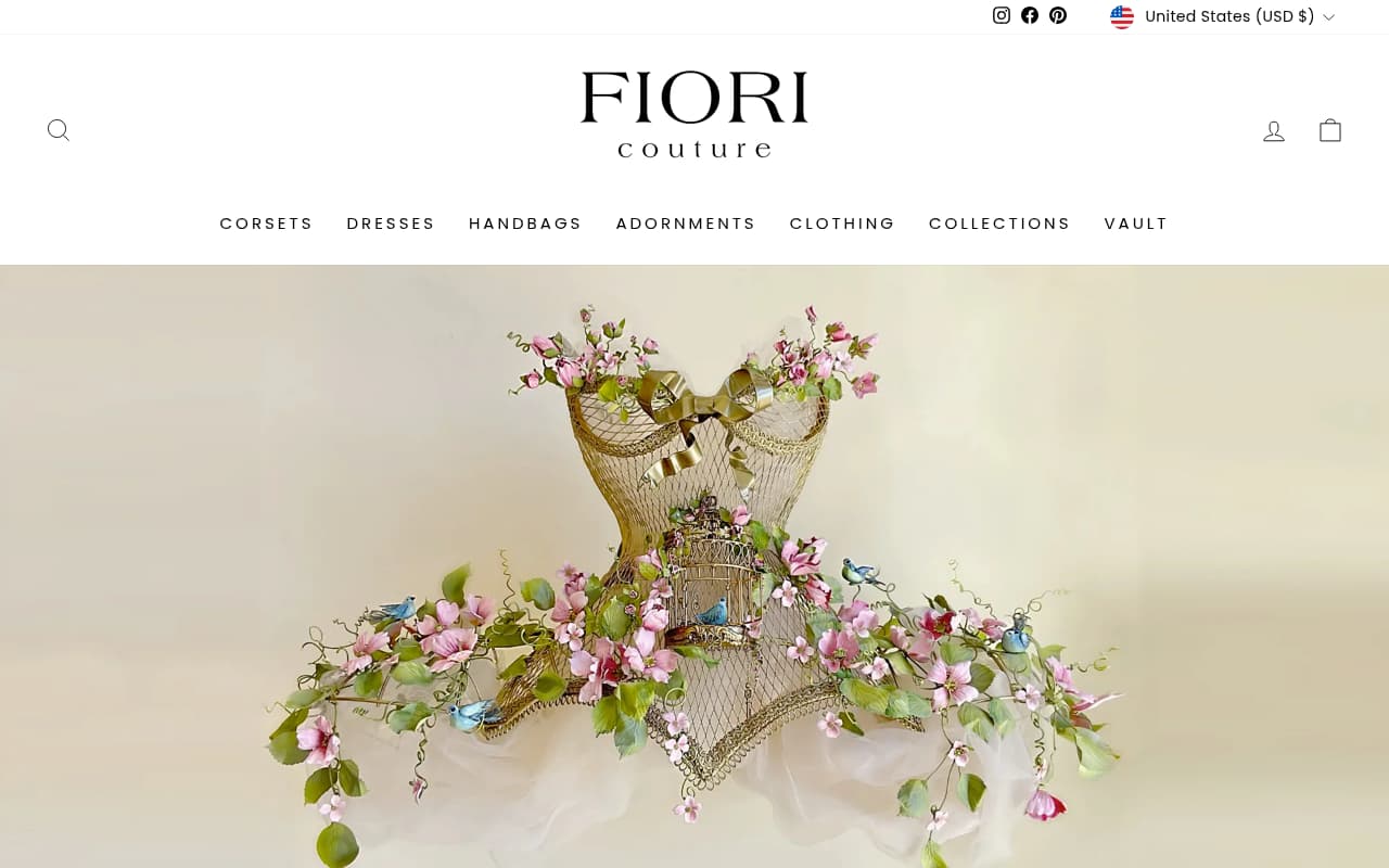 Fiori Couture website screenshot