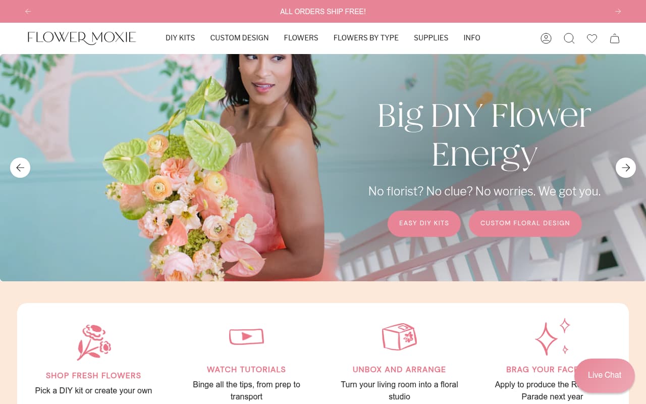 Flower Moxie website screenshot