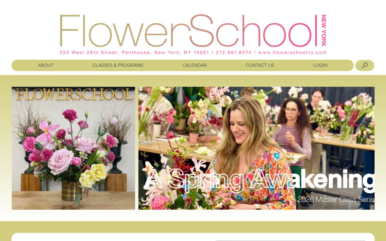 Flower School New York website screenshot