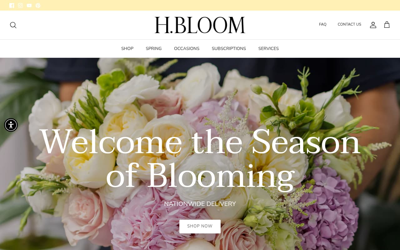 H Bloom website screenshot