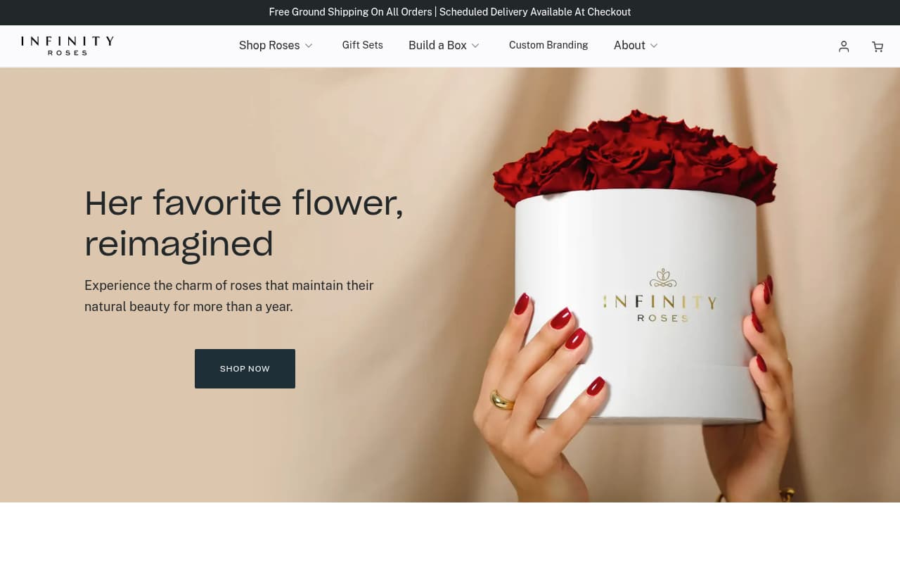 Infinity Roses website screenshot