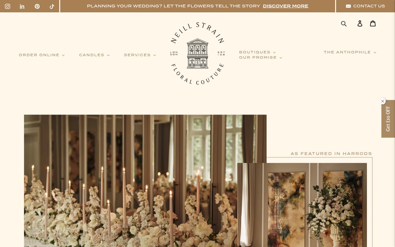 Neill Strain Floral Couture website screenshot
