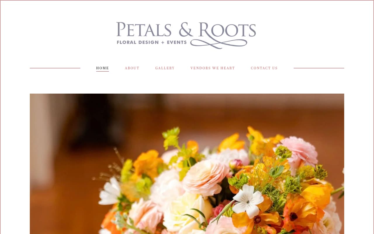 Petals & Roots website screenshot