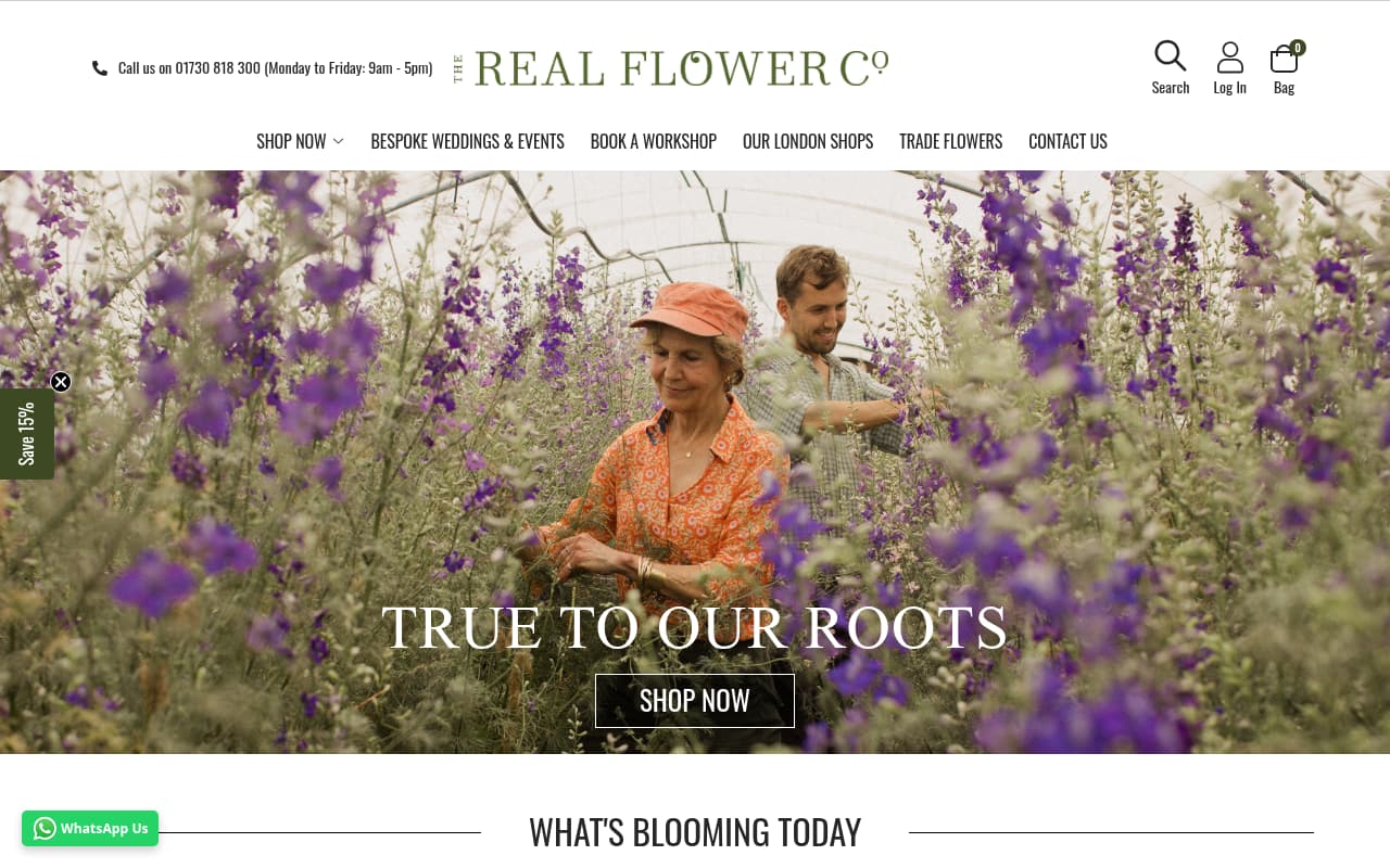 The Real Flower Company website screenshot