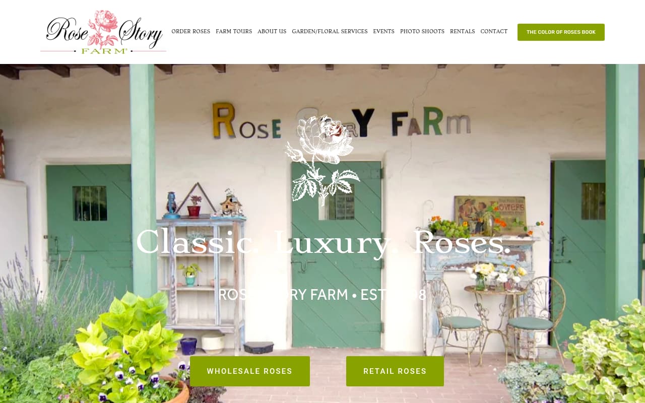 Rose Story Farm website screenshot