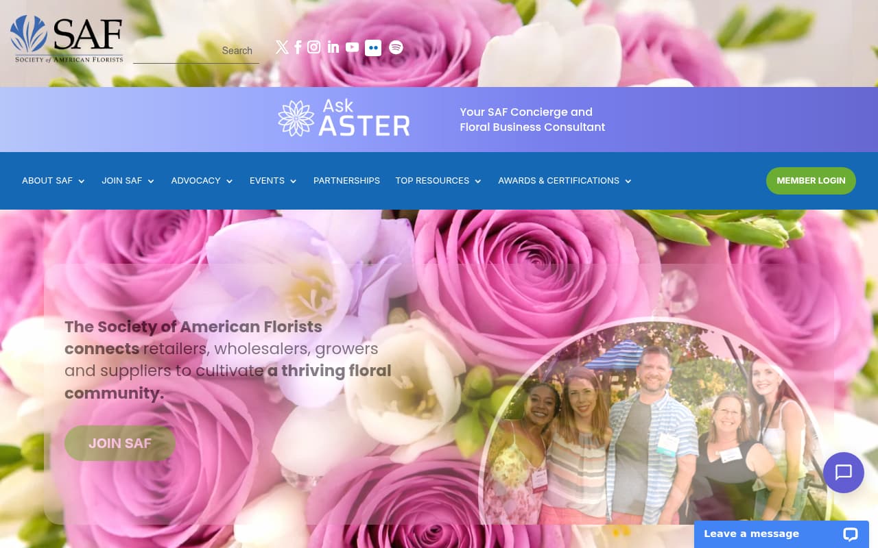 Society of American Florists website screenshot