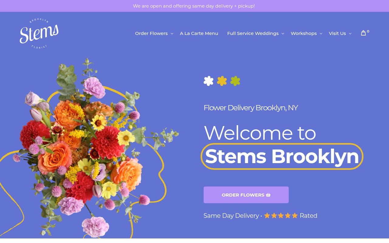 Stems Brooklyn website screenshot