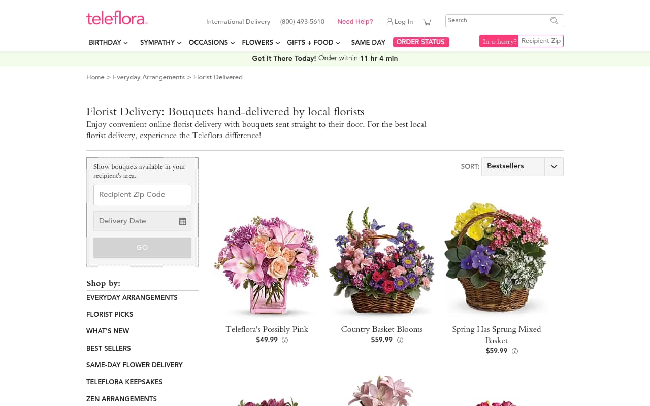 Teleflora website screenshot