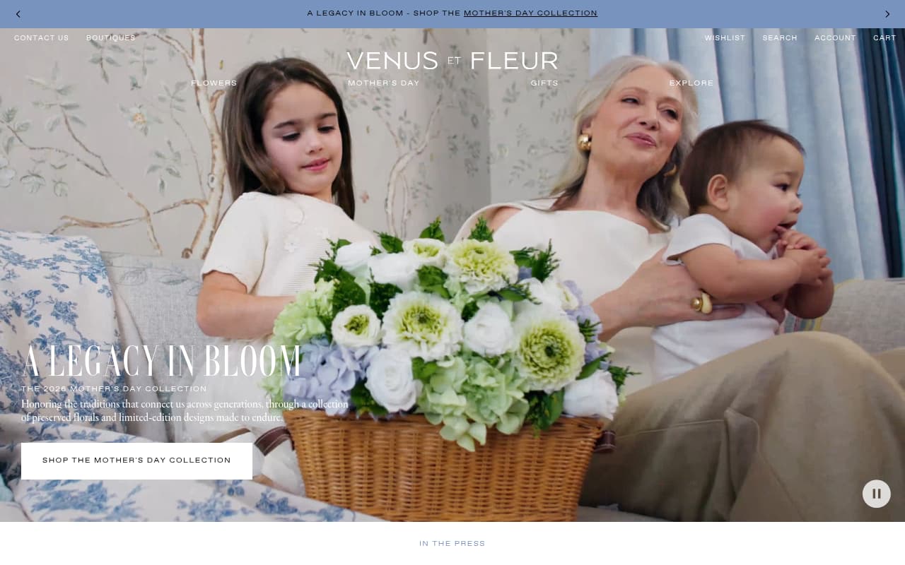 Venus ET Fleur website screenshot
