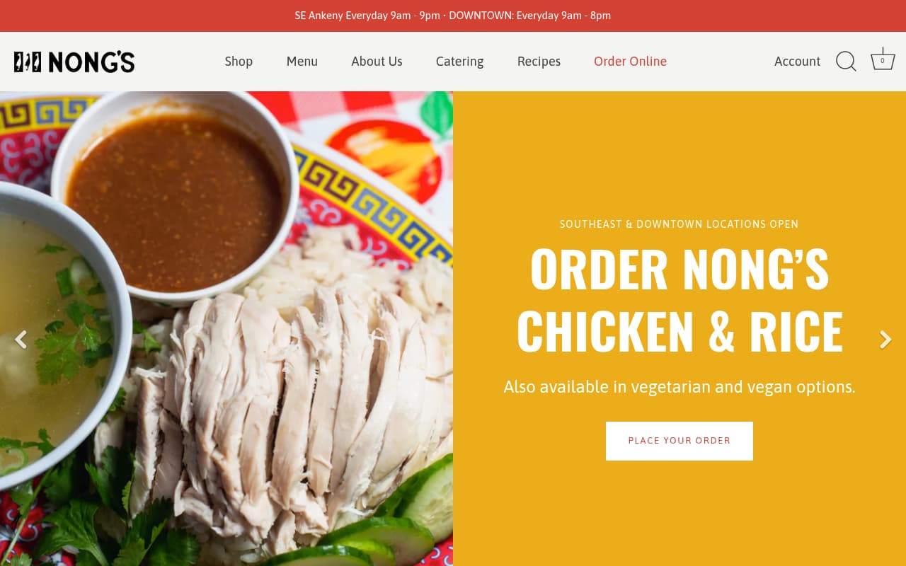 Nong's Khao Man Gai website screenshot