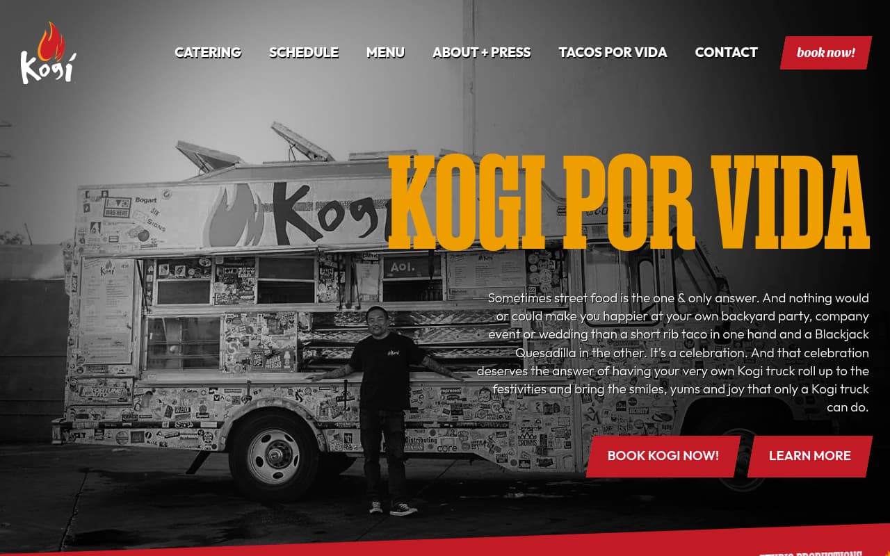 Kogi BBQ website screenshot