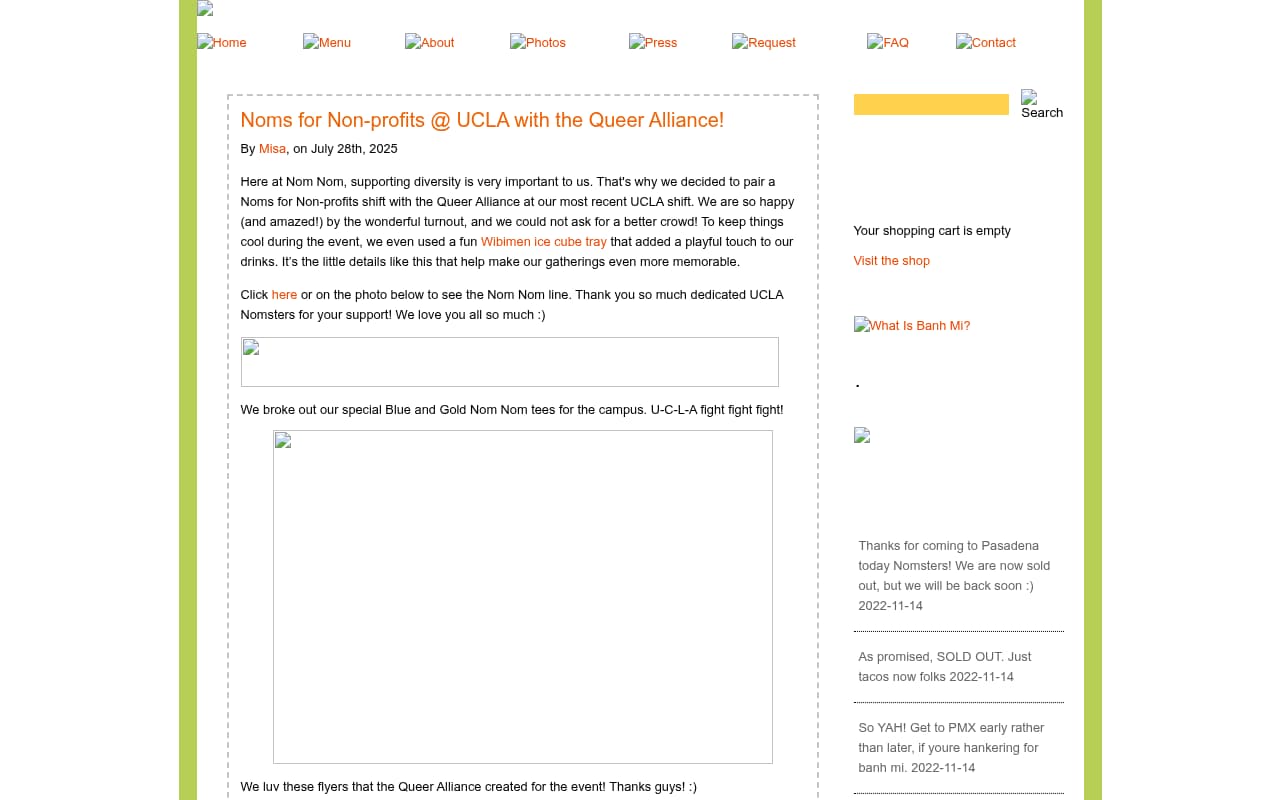 Nom Nom Truck website screenshot