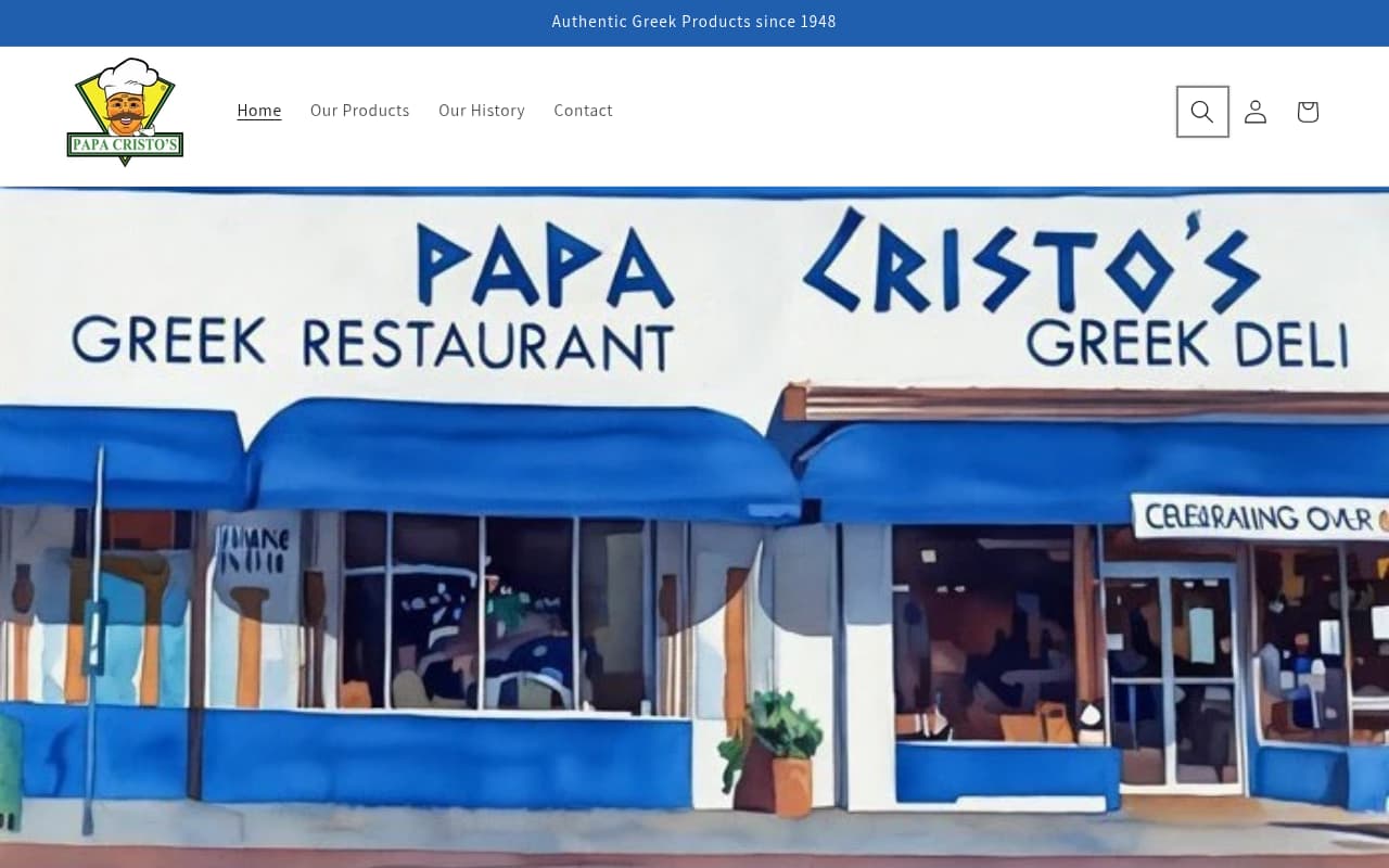 Papa Cristo's Greco-Roman Grill website screenshot