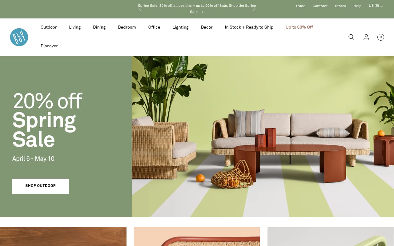 Blu Dot website screenshot